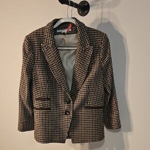 Veronica Beard Houndstooth Blazer - Black & Cream Sz 12